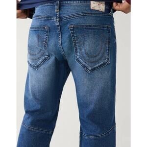 True Religion Men's ROCCO MOTO Relaxed Skinny Distressed BlueDenim Jeans 42x32